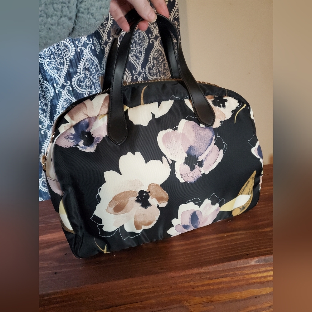 A new day black floral purse